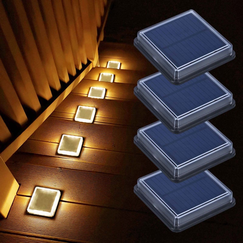 Lacasa Solar Step Lights, 4-Pack 50LM 3000K Warm White LED Solar Deck Lights, Outdoor Solar Powered Step Lights, IP68 Waterproof for Garden Stairs Ground Driveway Pathway - Image 1